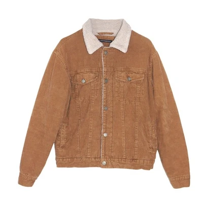 Jaqueta Brandy Melville Trucker Casaco Marrom Veludo Sherpa Forrado Tamanho Pequeno Y2K - Imagem 1 de 4