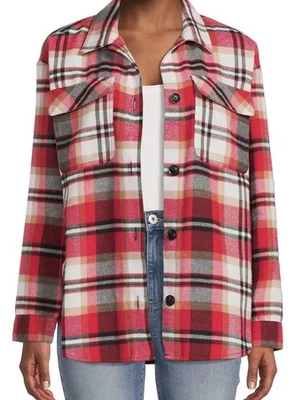 Chaqueta/camisa chamarra de manga larga a cuadros roja talla XXL No Boundaries para mujer Foto 1 de 4