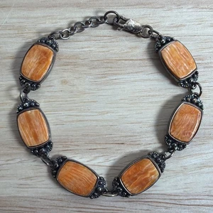  Vintage Sterling Silver Native American Navajo Wilson Jim Spiny Oyster Bracelet - Picture 1 of 7