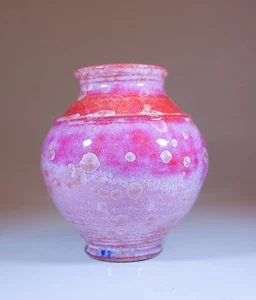 Isak Isaksson Pink Ceramic Vase Crystalline Glaze Contemporary Artist - Picture 1 of 9