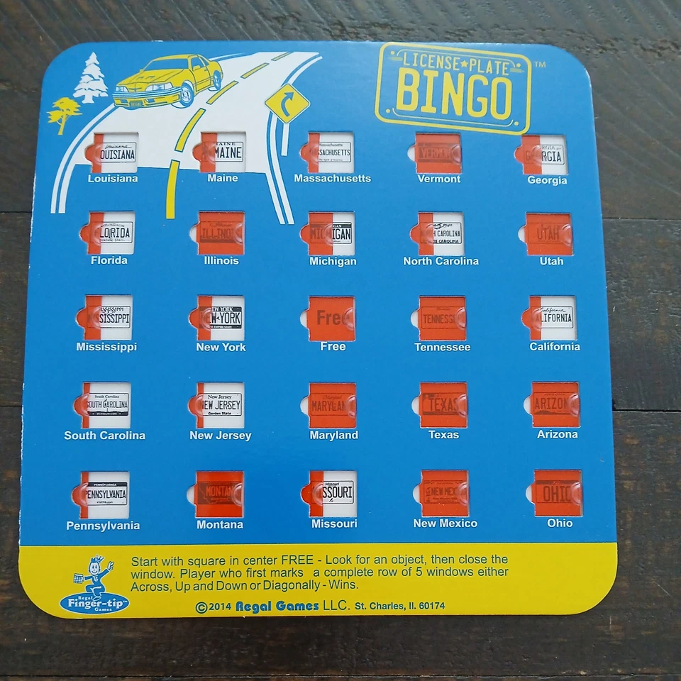 License Plate Bingo Vintage Retro Style Handheld Roadtrip Car Plates Travel Game - Image 1 of 2
