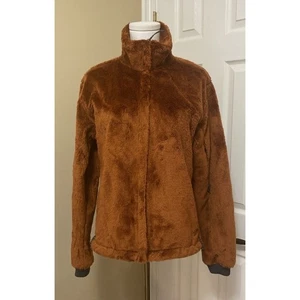 Mountain Hardwear Jacket Womens M Orange/Brown Furry Fleece Zip Up Outerwear - Picture 1 of 11