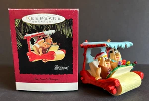 Hallmark Picapiedra recuerdo adorno de Navidad Fred & Barney en coche 1994 - Imagen 1 de 11