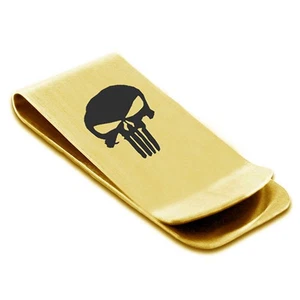 Skull Punisher Engraved Money Clips, Stainless Steel Gifts Credit Card Clip - Picture 1 of 4