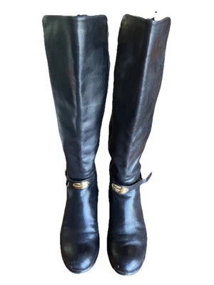 Michael Kors Arley Genuine Leather Riding Boots 9M Stretches For Wide Calves - Image 1 of 4