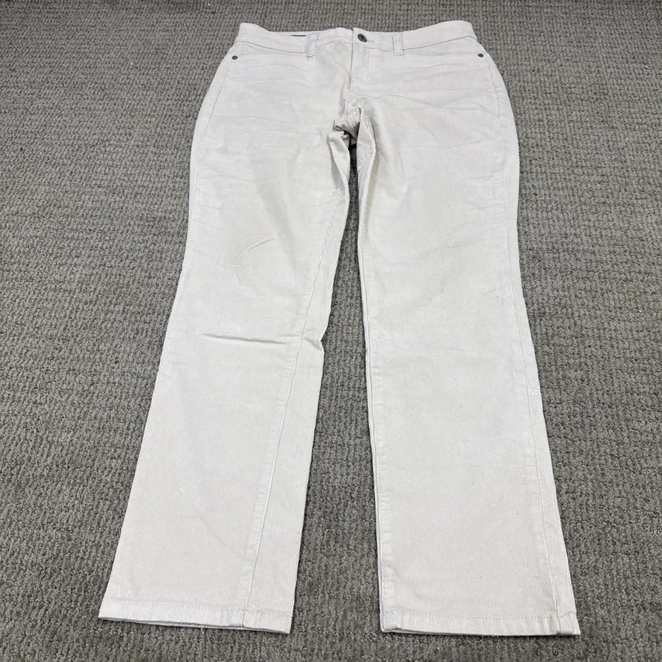 Talbots Pants High Waist Straight Leg Ivory Corduroy Pockets Women’s Size 8P - Image 1 of 4