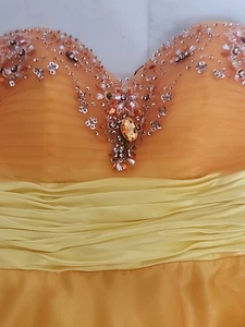 Neblon Orange/ Yellow Prom Dress With Gem Stones Size Med. - Picture 1 of 5