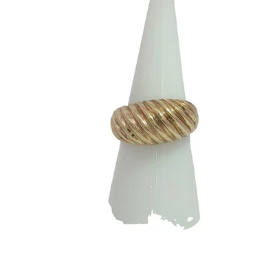 Vintage 13K-14K Yellow Gold Ribbed Dome Ring Sz 7 - Image 1 of 4