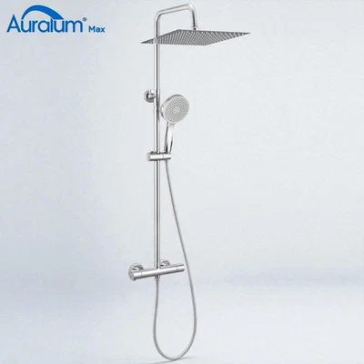 Silber Duschsystem Thermostat mit 12 Zoll Regendusche & 5-Funktion Handbrause - Bild 1 von 4