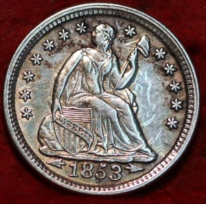1853 Philadelphia Mint Silver Seated Liberty Half Dime - Picture 1 of 2