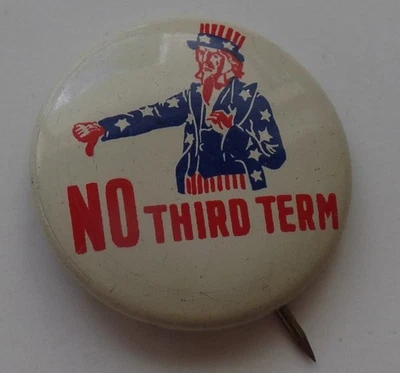 1940 anti-Franklin Roosevelt tercer término Wendell Willkie tío Sam Nix botón de idea Foto 1 de 3