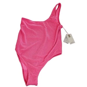 Good American Always Fits Hot Shoulder One Piece Swimsuit Bright Pink Plus 2x 3x - Picture 1 of 8
