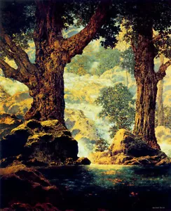 Cascades 30x44 Maxfield Parrish Art Deco Impresión Art Deco Numerada a Mano Ltd. Edición - Imagen 1 de 1