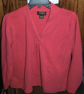 Suéter Pullover XL Eddie Bauer Coral Oscuro LS Cuello en V Foto 1 de 4