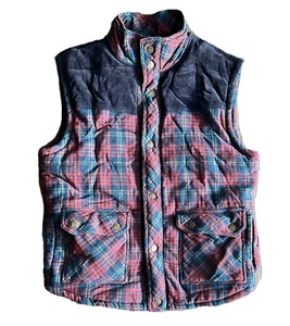 Kane & Unke VEST Multi Pockets Red Plaid Snap Front Men’s Size XL - Picture 1 of 9