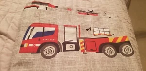 Make A Wish Fire Truck Red & Gray Print Shower Curtain - PO EXC - Picture 1 of 4