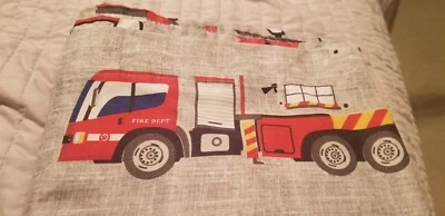 Make A Wish Fire Truck Red & Gray Print Shower Curtain - PO EXC - Image 1 of 4