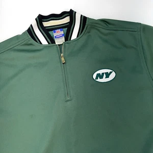 New York Jets NFL Reebok 1/4 Zip Long Sleeve Pullover Lined Jacket Men’s M Green - Picture 1 of 19