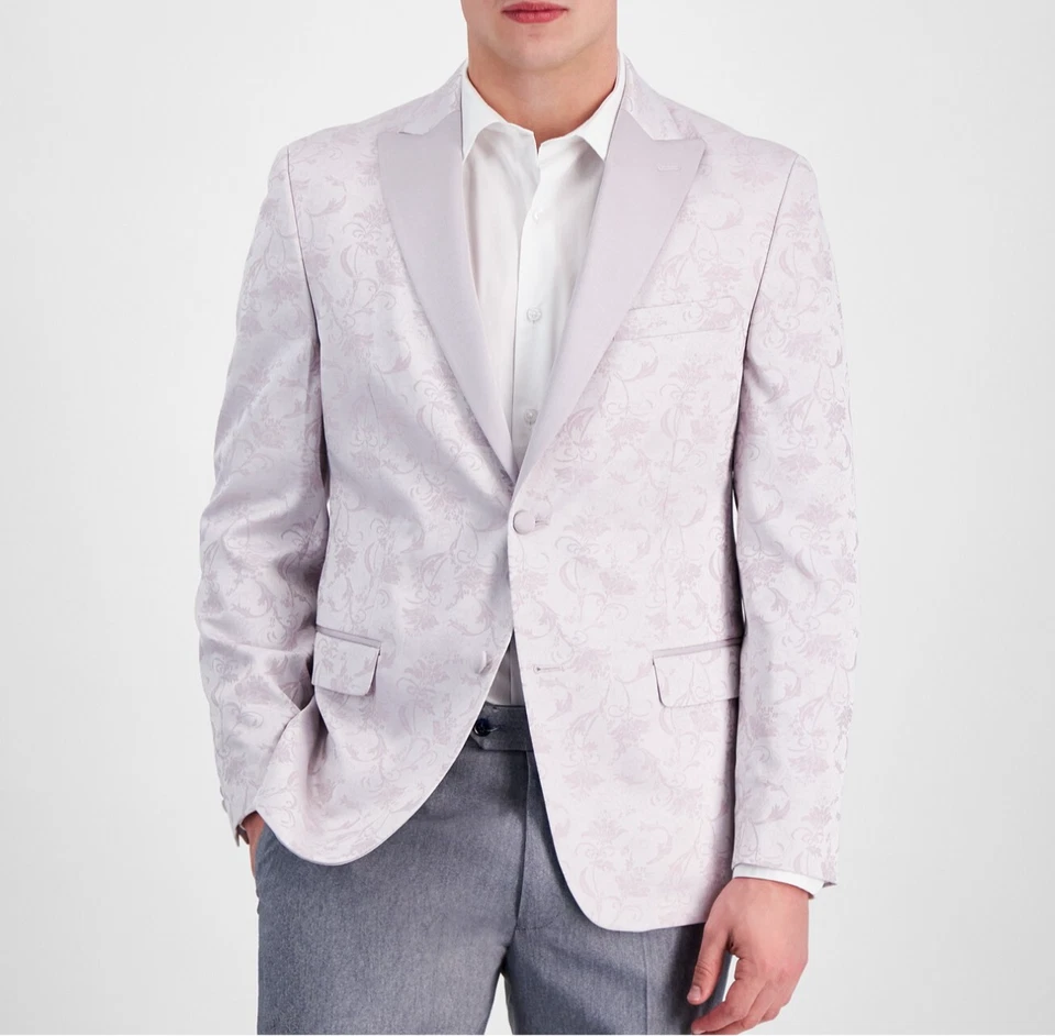 ALFANI Slim Fit Stretch Pink Floral Blazer Evening Jacket Sz 42R