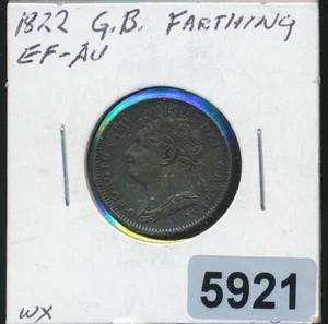 GREAT BRITAIN - 1822 SHARP XF FARTHING - #5918 - Picture 1 of 2