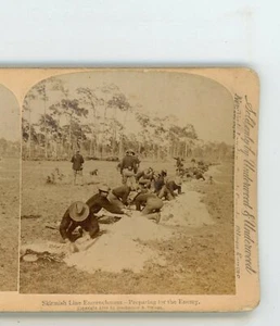 Skirmish Line Entrenchment Preparing for Enemy Underwood Stereoview - Picture 1 of 4