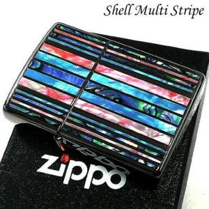 Zippo Shell Multi Rayas Negro Azul Rosa Grabado Aceite Encendedor Estuche Regular Japón - Imagen 1 de 12