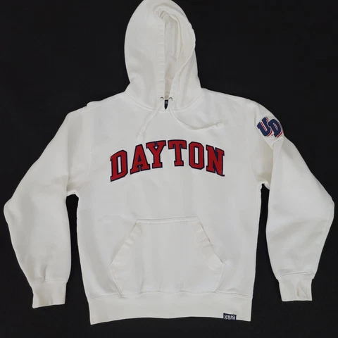 University Of Dayton Flyers mens sweatshirt hoodie SMALL white red UD basketball Cover