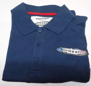 CAMISA POLO PARA HOMBRE TRIUMPH MOTO AZUL MARINO TALLA PEQUEÑA S VELOCIDAD RÉCORD X3G - Imagen 1 de 14