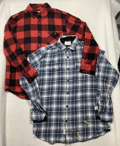 2 for 1! Field & Stream Long Sleeve Flannels Men's Medium Blue - Picture 1 of 11
