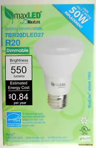 MaxLite 50 Watt (7W) LED Dimmable Light Bulb R20 7BR20DLED27 #7eh - Picture 1 of 4