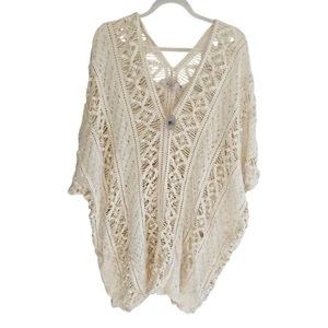 Cream Clothing Denmark Crochet Bodilma Poncho New With Tags One Size Cotton - Bild 1 von 8