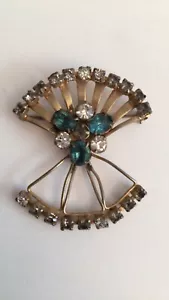 Signed SCITARELLI Vintage Blue Rhinestone Pendant Brooch Art Deco - Picture 1 of 12