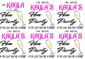 Tatuaje de flauta de champán fiesta de gallina x6 Freepost - Imagen 1 de 4