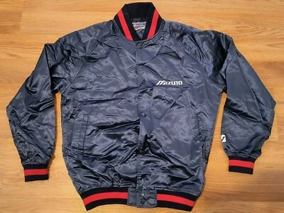 Chaqueta de satén vintage años 80 Mizuno XL Japón azul marino Foto 1 de 4