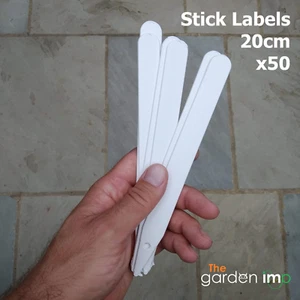 50 White Plant Labels Big 8" 20cm Plastic Stick Name Markers ID Tags Pots Trays - Picture 1 of 4