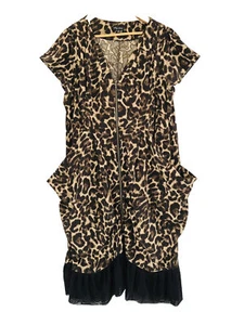 City Chic Animal Print Dress Sz XL (22 app) Black Brown Non Crease - Picture 1 of 8