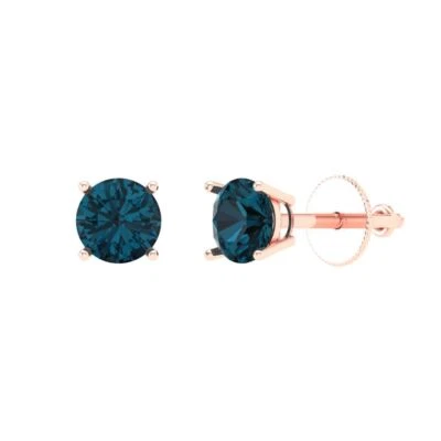 0.5 ct Round Cut Solitaire Studs Topaz Gemstone Rose Gold Earrings Screw back - Image 1 of 4