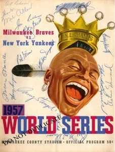 1957  BRAVES  -  WORLD  SERIES  CHAMPS  -  8 1/2 X 11  GLOSSY  SIGNED  PHOTO - Picture 1 of 1