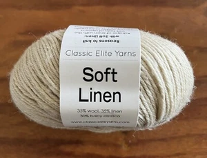 Classic Elite SOFT LINEN Yarn ECRU #2236 Beige Wool Baby Alpaca Linen, 50g - Picture 1 of 6