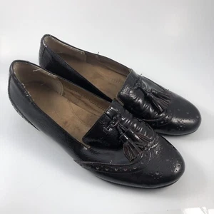 Damen-Loafer Aerosoles cremefarben sota braun Lackleder Quaste Flügelspitze 6M - Bild 1 von 8