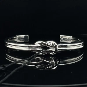 Gucci Loveknot Sterling Silver Cuff Bracelet, Size 16 - Picture 1 of 6