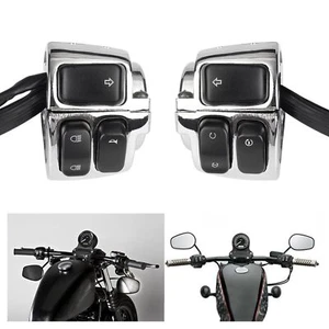 Chrome 1" Handlebar Turn Signal Control Switch For Harley Sportster XL 883 1200 - Picture 1 of 14