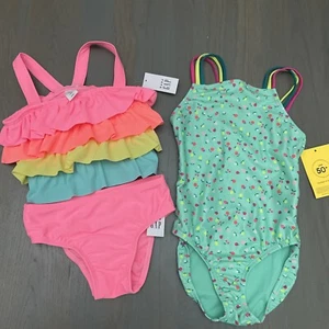NWT Gap girl 3-piece fruit bathing suit rainbow ruffled bikini swim SET 4T 4 5 - Picture 1 of 10