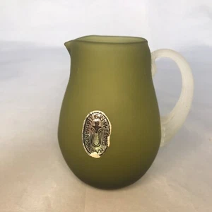Vintage Pilgrim Green Satin Blown Glass Pitcher 4" Applied Handle - Picture 1 of 12