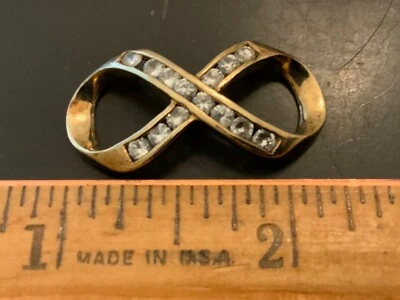 925 sterling silver finding infinity sign DIY jewel rhinestone spacer clasp VTG - Image 1 of 4