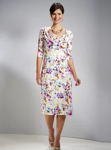 STUNNING DAVID NIEPER COWL NECK JERSEY DRESS SECRET GARDEN FLORAL BNWT UK 20 - Picture 1 of 1