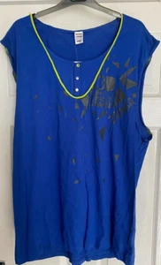 mens blue zumba vest tank top T shirt new, gym dance music Size  XL 40-44" chest - Picture 1 of 2