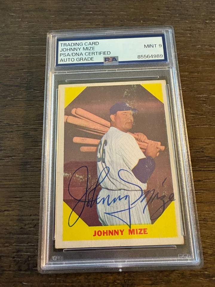 Johnny Mize HOF 1960 Fleer signed autographed baseball card PSA AUTO 9 - Image 1 of 1