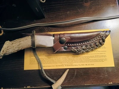 Silver Stag Made USA D2 Steel Stag Handle 8” Knife Hunting - Image 1 of 4