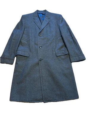 Botany 500 Mens Vintage 1950s Grey Herringbone Tweed Wool Trench Coat See Notes - Image 1 of 4